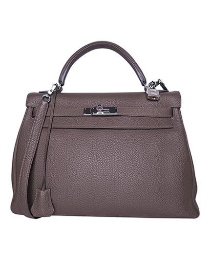 Kelly 32 Veau Togo Leather in Etoupe, front view